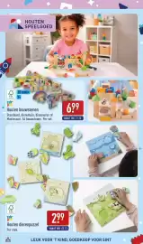 ALDI folder | Speelgoed Pagina 10: Houten dierenpuzzel €2,99, Toyino Houten bouwstenen €6,99