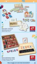 ALDI folder | Speelgoed Pagina 5: Houten cijfer- of letterspel €4,99, Houten schrijfstation of alfabet €9,99
