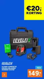 BOUWMAAT folder Pagina 38: LeveFlix CL130G Compacte Kruislijnlaserz Zonder Statief €149,00
