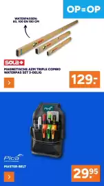 BOUWMAAT folder Pagina 41: Sola Magnetische AZM Triple Combo Waterpas set €129,00, Pica Master-Belt €29,95