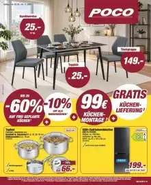 Poco Prospekt woche 44 Seite 1: Tefal Topfset €66,00, POCO line Kühl-/Gefrierkombination €199,00