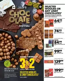 Woolworths catalogue Page 10: Chuckles Bags €64,99, Lindt Extra Creamy Slab €74,99