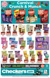 Checkers catalogue Page 1: Maynards Gums/Jellies €42,00, Wedgewood Nougat €89,99