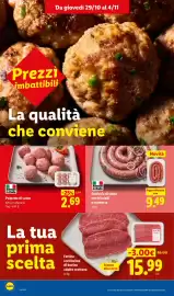 Volantino Lidl settimana 44 Pagina 8: Fettine sceltissime di bovino adulto scottone €15,99, Polpette di suino €2,69