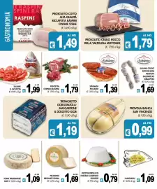 Volantino PrestoFresco Pagina 2: Prosciutto crudo fiocco della valtellina mottolini €1,79, Provola bianca San Vincenzo €0,99