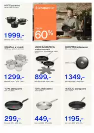 Jernia kundeavis Side 2: Tefal stekepanne start easy 28cm €299,00, Scanpan traktørpanne €1.349,00