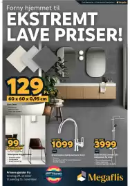 Megaflis kundeavis Side 1: Smartpanel skygge bomull €99,00, Grohe Vitalio Comfort 250 dusjsystem fin krom €3.999,00
