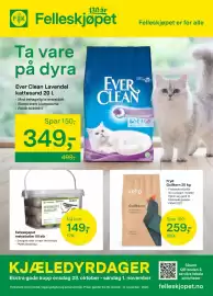 Felleskjøpet kundeavis Side 1: Ever Clean Lavendel kattesand 20 L €349,00, Fryd Gullkorn 20 kg €259,00