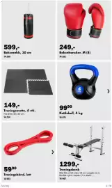 Biltema kundeavis Side 12: Treningsmatte €149,00, Boksehandsker €249,00
