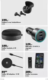 Biltema kundeavis Side 9: Trådløs Qi-ladeplate, 15 W €89,90, USB-lader €129,00