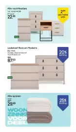 Leen Bakker folder week 44 Pagina 15: Nachtkastjes Naia €22,49, Ladekast Naia en Madeira €87,20