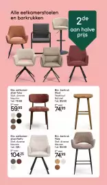 Leen Bakker folder week 44 Pagina 3: Eetkamerstoel Toby €59,99, Barkruk €74,99
