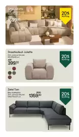 Leen Bakker folder week 44 Pagina 7: Draaifauteuil Juliette €399,20, Zetel Tom €1.359,20