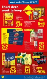 Lidl folder week 45 Pagina 14: Fitness lion nesquik chocoladerepen €3,99, Perrier mineraalwater bruisend €5,89