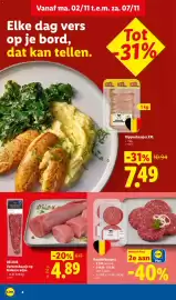 Lidl folder week 45 Pagina 4: Deluxe varkenshaasje op ardense wijze €4,89, Runderburgers €11,98