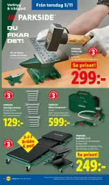 Lidl reklamblad vecka 45 Sida 21: Parkside bärbar kompressor €599,00, Parkside spärringnyckelsats €129,00