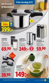 Lidl reklamblad vecka 45 Sida 24: Silvercrest termosmugg €69,90, Silvercrest mjölkskummare €249,00