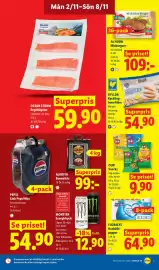 Lidl reklamblad vecka 45 Sida 7: Olw snacks €9,90, Monster energidryck €12,90