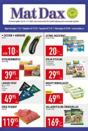 Matdax reklamblad vecka 44 Sida 1: Zucchini Aubergine €10,00, Danpo kycklinginnerfilé €39,95