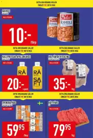 Matdax reklamblad vecka 44 Sida 4: Köttfärs €79,95, Rå apelsin juice €20,00