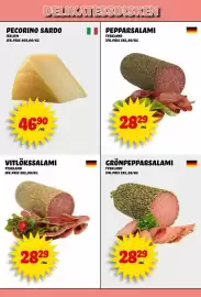 Nelins reklamblad vecka 44 Sida 10: DELIKATESSDISKEN PECORINO SARDO ITALIEN JFR.PRIS 469,00/KG PEPPARSALAMI TYSKLAND