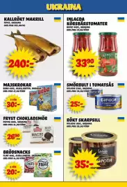 Nelins reklamblad vecka 44 Sida 8: Smörbult i tomatsås €25,00, Kallrökt makrill €240,00