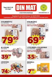 Din Mat reklamblad Sida 1: Lantkyckling kycklingbröstfilé €79,95, Kycklingben kycklingvingar €35,00