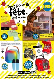 Catalogue TEDi page 1: Kit karaoké €10,00, Camion à monter €20,00
