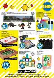 Catalogue TEDi page 9: Pinball game €20,00, Blocs de construction magnétiques €15,00