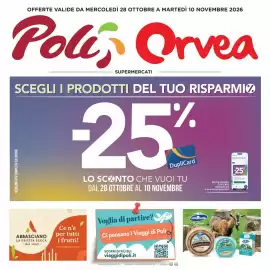 Volantino Orvea Pagina 1: OFFERTE VALIDE DA MERCOLEDÌ 28 OTTOBRE A MARTEDÌ 10 NOVEMBRE 2026 Polis Orvea REGOLAMENTO COMPLETO