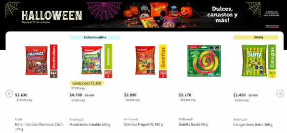 Catálogo Santa Isabel semana 44 Página 2: Arbolito - lleva 2 por €4.700,00, Ambrosoli - gomita snake 66 g €2.270,00