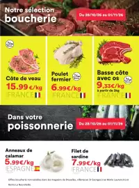 Catalogue Hmarket semaine 44 page 2: Notre sélection boucherie Du 28/10/26 au 01/11/26 حلال HALAL Côte de veau 15.99 €/kg