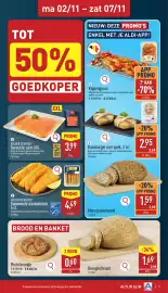 ALDI folder week 45 Pagina 5: TOT ma 02/11 - zat 07/11 50% NIEUW: DEZE PROMO'S ENKEL MET JE ALDI-APP! GOEDKOPER Kippengyros