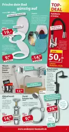 Sonderpreis Baumarkt Prospekt woche 44 Seite 5: Ablaufventil "Alva" €14,99, Waschbecken-Handbrause €11,11