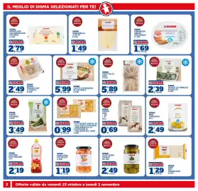 Volantino Sigma Superstore Pagina 2: Sigma spinaci ai formaggi €2,39, Sigma filetti di branzino al naturale €5,99