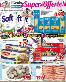 Volantino Il Genio Supermercato settimana 44 Pagina 1: Gamberi Argentina €13,99, Polpi puliti 20/40 €9,99