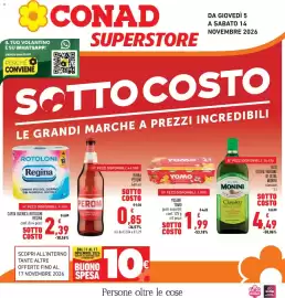 Volantino Conad Superstore Pagina 1: Birra Peroni €0,85, Yogurt Yomo gusti assortiti €1,99