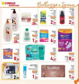 Volantino Conad Superstore Pagina 27: Dischetti levatrucchi Cotoneve €1,25, Intesa after shave antirughe €2,99