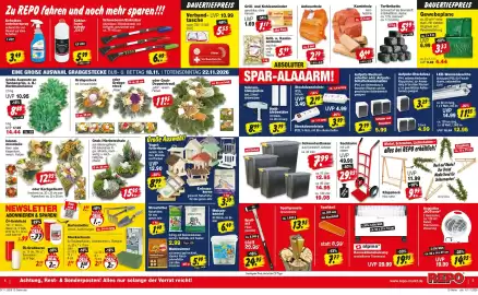 Repo Markt Prospekt woche 46 Seite 3: Grab-/Herbstschale aus Weidengeflecht, mit dekorativer Figur €15,95