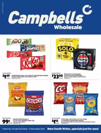 Campbells Wholesale catalogue Page 1: Thins Chips, French Fries, CC's Corn Chips or Cheezels 45g Selected Varieties €115,00