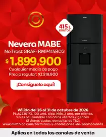 Catálogo Olímpica semana 44 Página 3: Mabe - nevera no frost graf-rmp415bcg €1.899.900,00