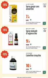 Catalogue La Vie Claire page 45: BALLOT FLURIN Spray nomade d'urgence bio €9,34, ALPHAGEM Calmiflux sirop bio €10,19
