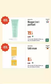 Catalogue La Vie Claire page 56: Melvita Masque 3 en 1 purifiant €19,37, WELEDA Cold cream €8,32