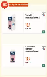 Catalogue La Vie Claire page 60: PLIM Serviette menstruelle extra €16,14, PLIM UNDERWEAR Serviette menstruelle max €12,74