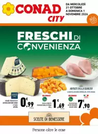 Volantino Conad City Pagina 1: Asiago fresco D.O.P. Sapori&Dintorni Conad €0,99, Zucca a cubetti Percorso Qualità Conad €1,69