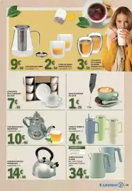 Folheto E.Leclerc Página 15: Chaleira em aço inoxidável €10,90, Jarro elétrico flama €34,90