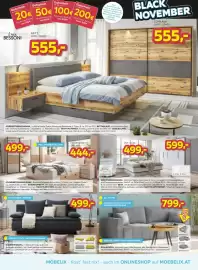 Möbelix Prospekt woche 44 Seite 3: Drehtürenschrank €499,00, Luca Bessoni Bettkasten-Set €139,00