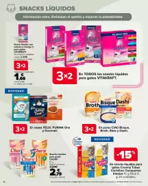 Folleto Carrefour Página 16: Churu snacks líquidos para gatos €2,79, Carrefour Companino Creamy Tubes Vitalive