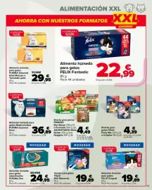 Folleto Carrefour Página 23: Purina Gourmet Gold Mousse o Tartalette pollo €29,95, Felix Fantastic €22,99