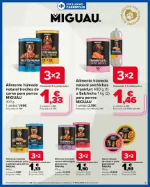 Folleto Carrefour Página 3: Miguau paté de pollo o salmón €1,33, Miguau albondigas para perros €1,50